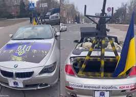 حمل سلاح سنگین پشت BMW در اوکراین + فیلم