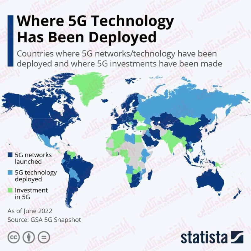 در کدام قسمت از جهان فناوری 5G به کار گرفته شده است؟