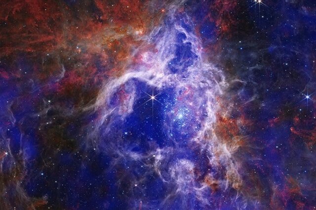 تصاویر خیره کننده جیمز وب از ابرهای تشکیل دهنده ستاره ای در کهکشانی دیگر + فیلم